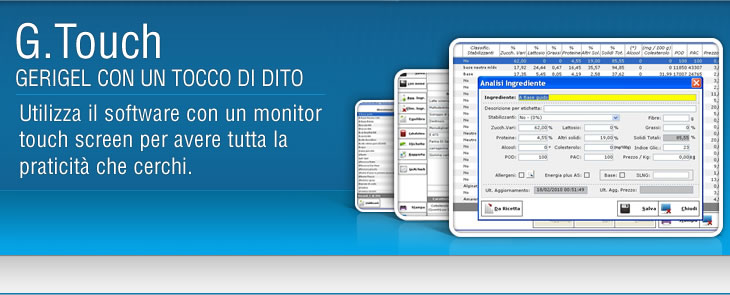 GeRiGel con GTouch - Gestione Ricette per Gelaterie in versione Touch screen